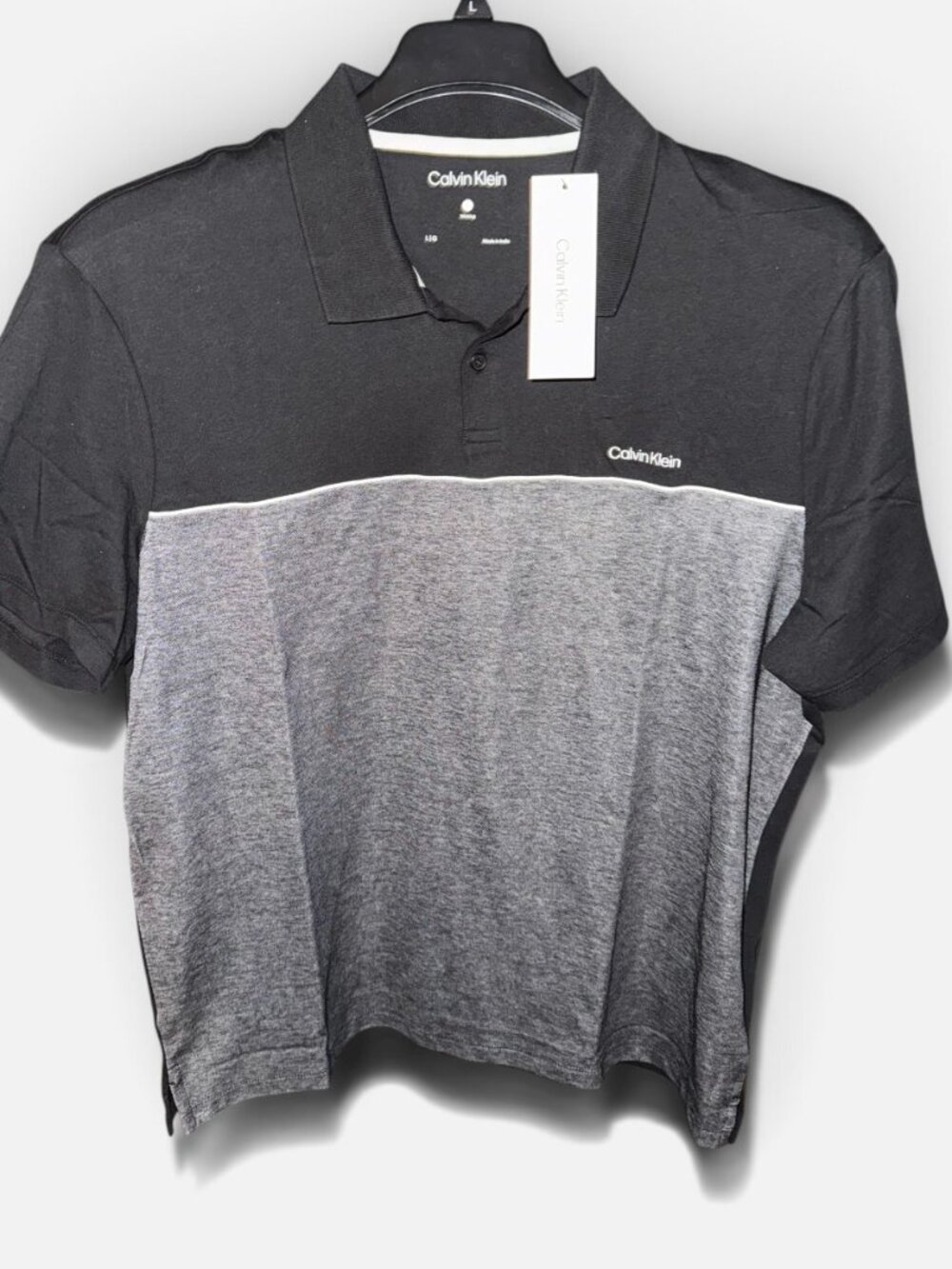 Calvin Klein Men's Casual Two Tone Polo Shirt Black Large Classic Fit NWT